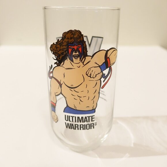 1990 Ultimate Warrior 💪🏻 WWF Wrestling Titan Sports Vintage Drinking Glass WWE - Picture 3 of 5